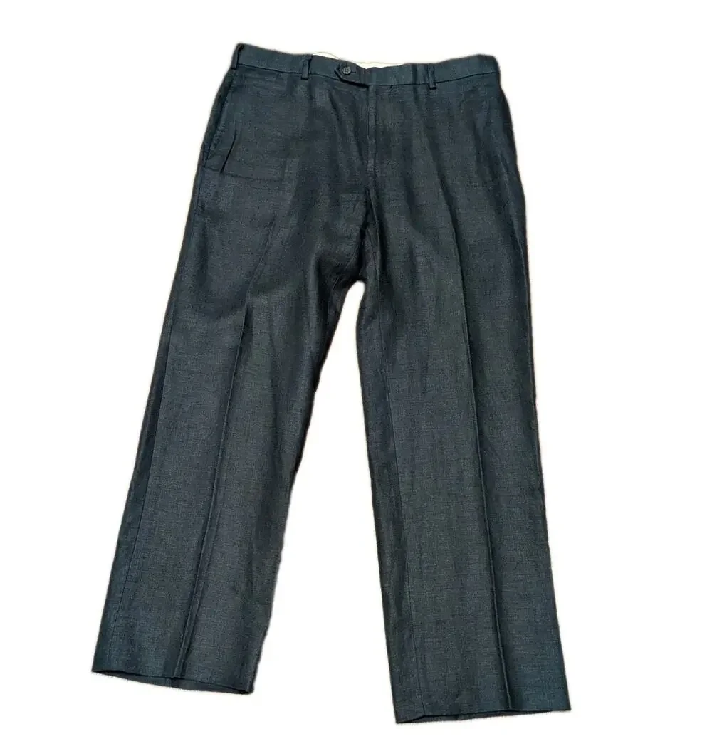 Brooks Brothers 1818 Madison 100% Linen Baird McNutt Dress Pants Men 36x30 Navy